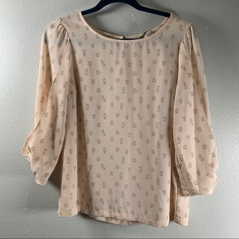 Lauren Conrad - pink owl blouse- Small